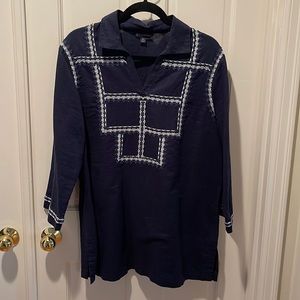 NWOT Brooks Brothers Linen/Cotton Blend Embroidered Tunic Top